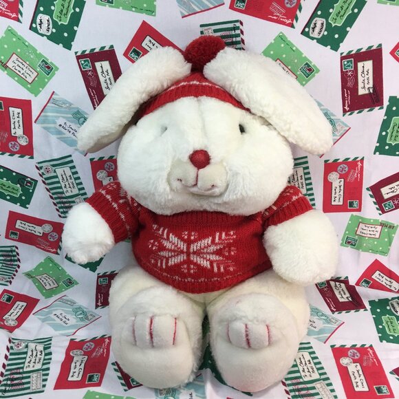 Mervyn's Vintage Christmas Rabbit Stuffed Animal - Picture 1 of 6